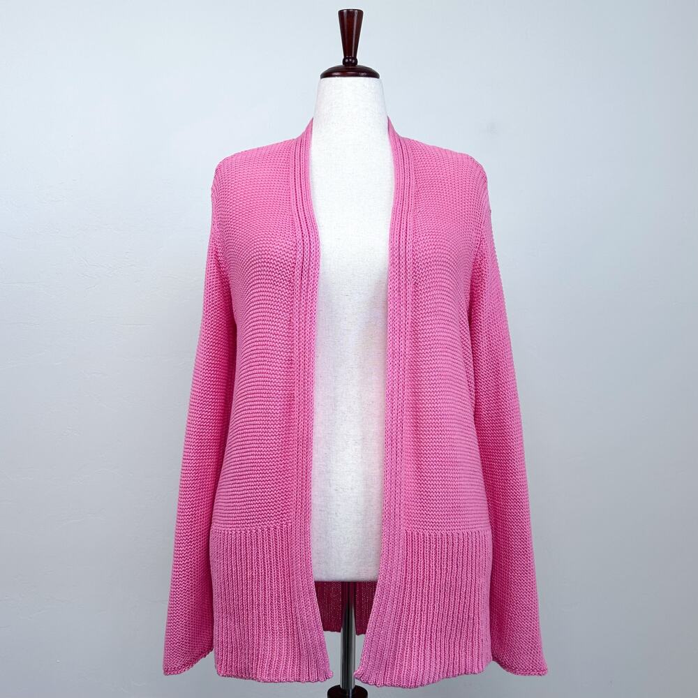 Wooden Ships Pink Long Sleeve Beachy Cotton Blend Open Front Knit Cardigan L/XL